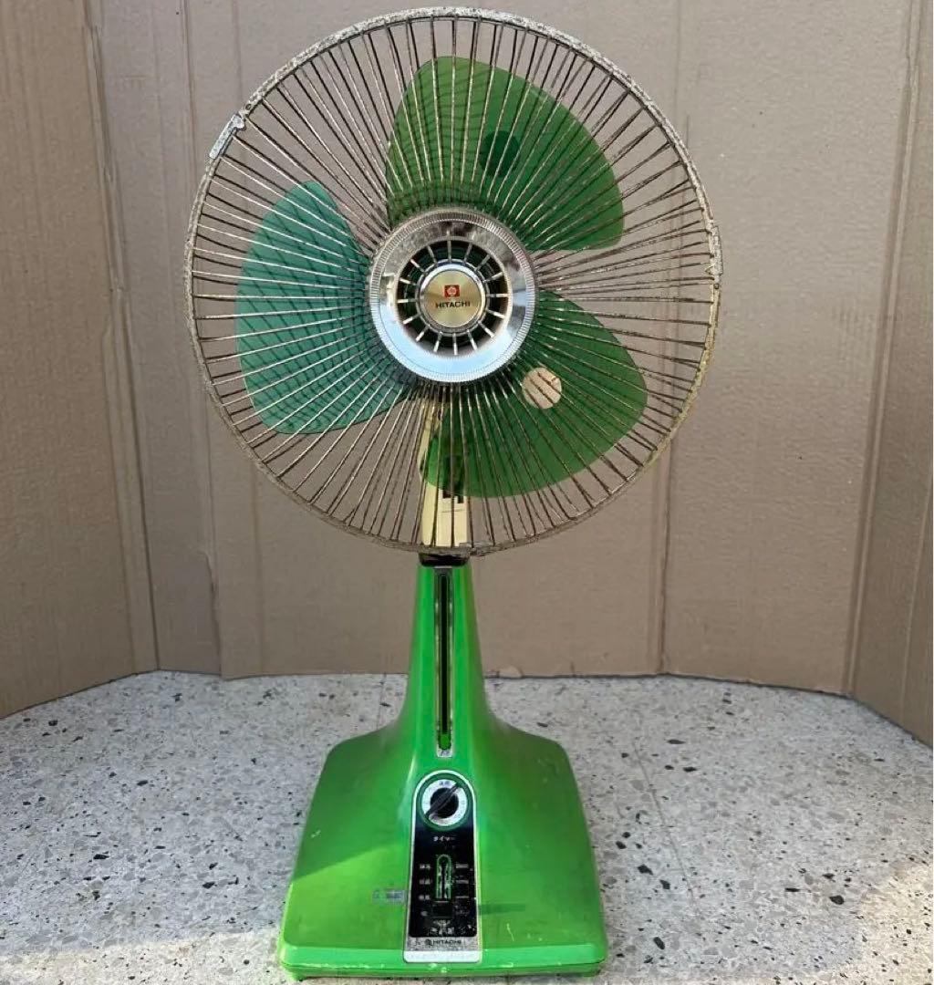 3枚羽 扇風機 日立 H-30TH グリーン 緑 昭和 レトロ アンティーク
