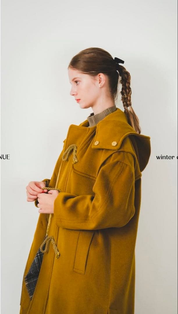 ピヌエpinue ロングダッフルコートオリーブMサイズ