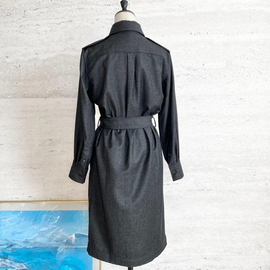 極美品☆HERMES☆ウール☆フラノ☆ベルト付☆トレンチコート☆