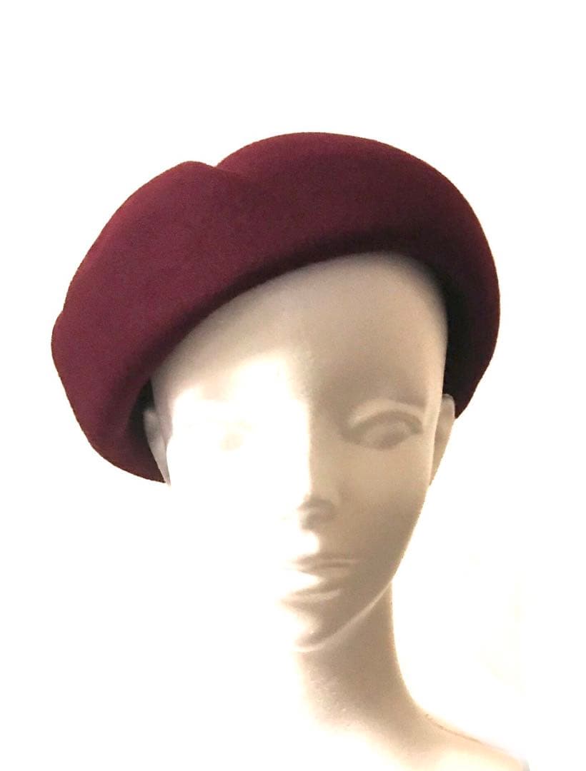 美品カシラCA4LAウールベレー帽クグロフえんじ色ワインレッドボルドー