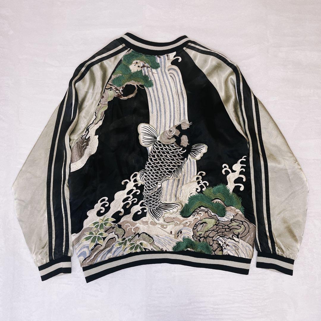 極希少✨vintage スカジャン 鯉 リバーシブル ゴールド y2k 和柄