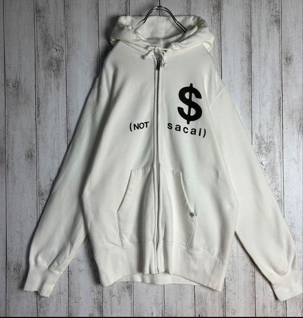 4824【定番ホワイト】サカイ×フラグメント☆ビッグロゴフルジップ