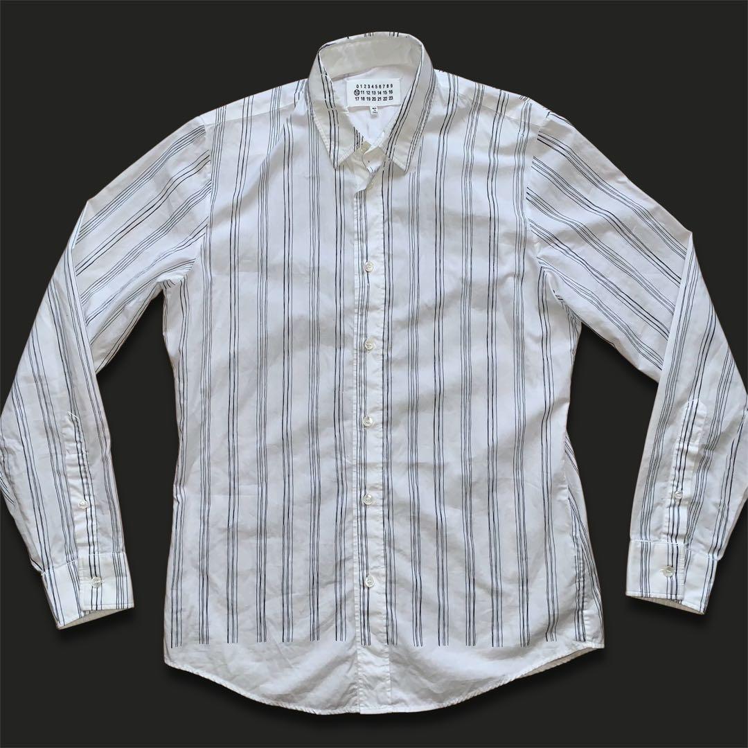 メゾン・マルタン・マルジェラ⑩転写プリント ストライプシャツ/44