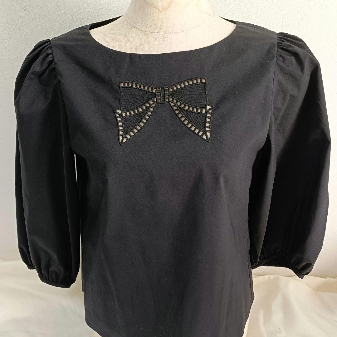 エムズグレイシー リボン 黒 パフスリーブ トップス - メルカリ