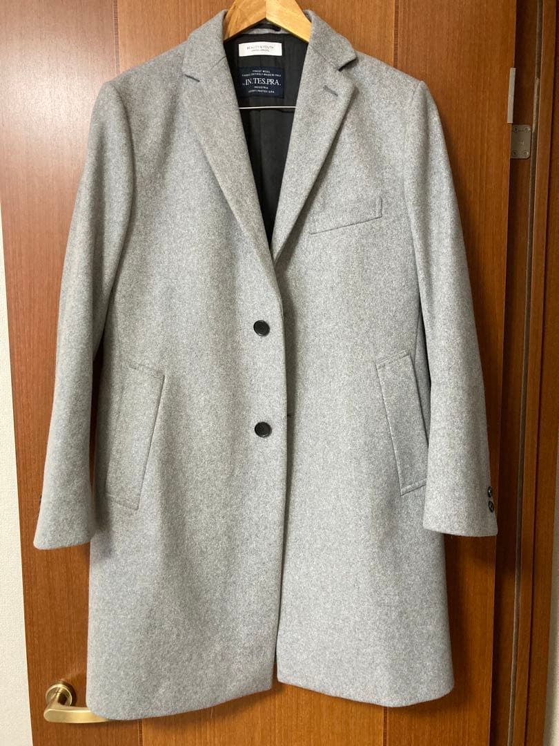 最終値下【美品】beauty&youth チェスターコート グレー - メルカリ