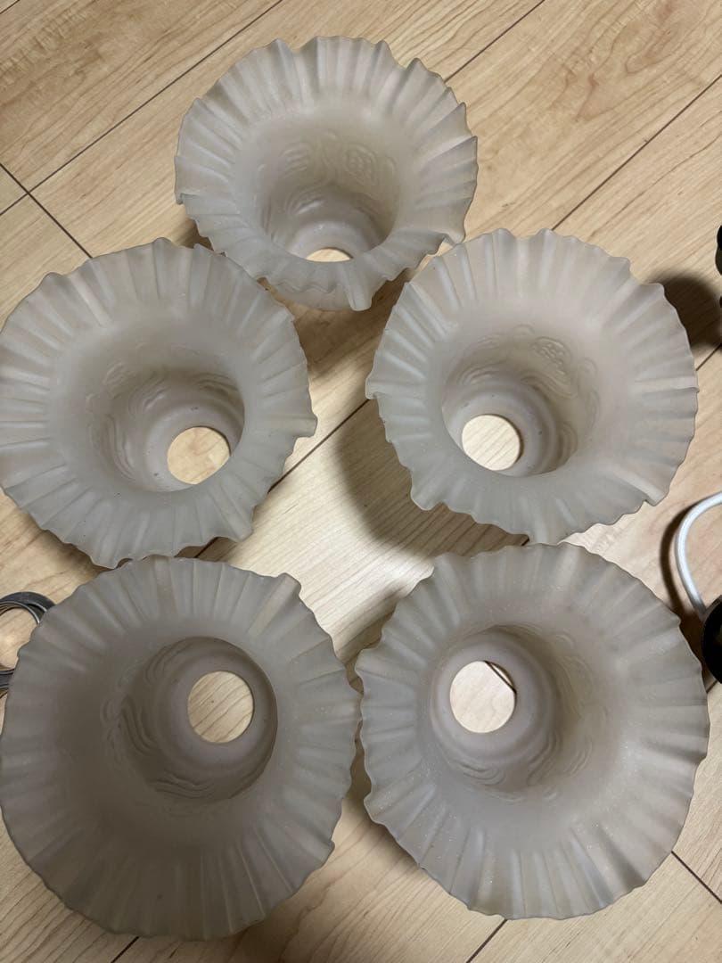 千円~希少KISHIMA フリルランプ 5灯 シャンデリアGEM-860Cキシマ