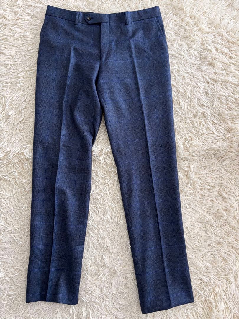 美品XLサイズ】スーツセレクト カノニコ シャドーチェック ネイビー A7