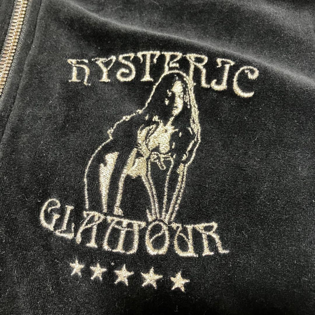美品 HYSTERIC GLAMOUR ベロアパーカー 刺繍ロゴ ブラックY2K - メルカリ