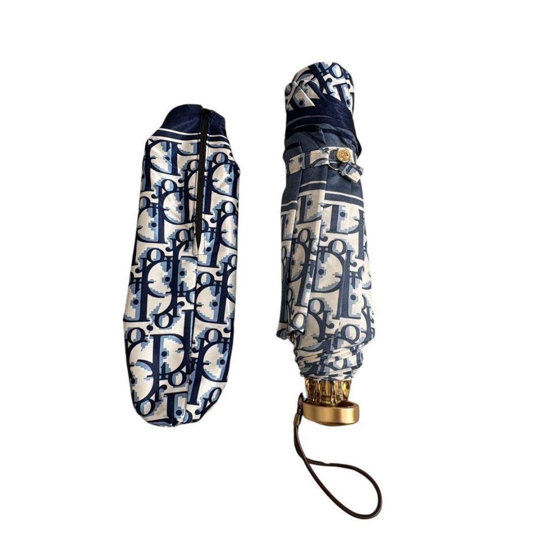Christian Dior トロッター 折りたたみ傘 保管袋付き ネイビー