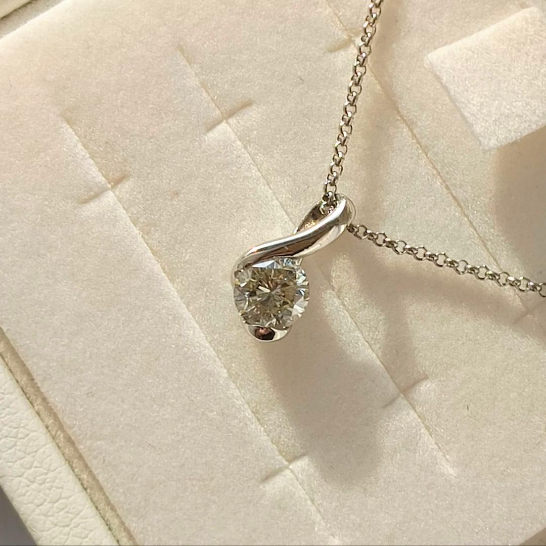 プラチナ　ダイヤモンド　約 0.4ct　1粒　しずく　ドロップ　ネックレス