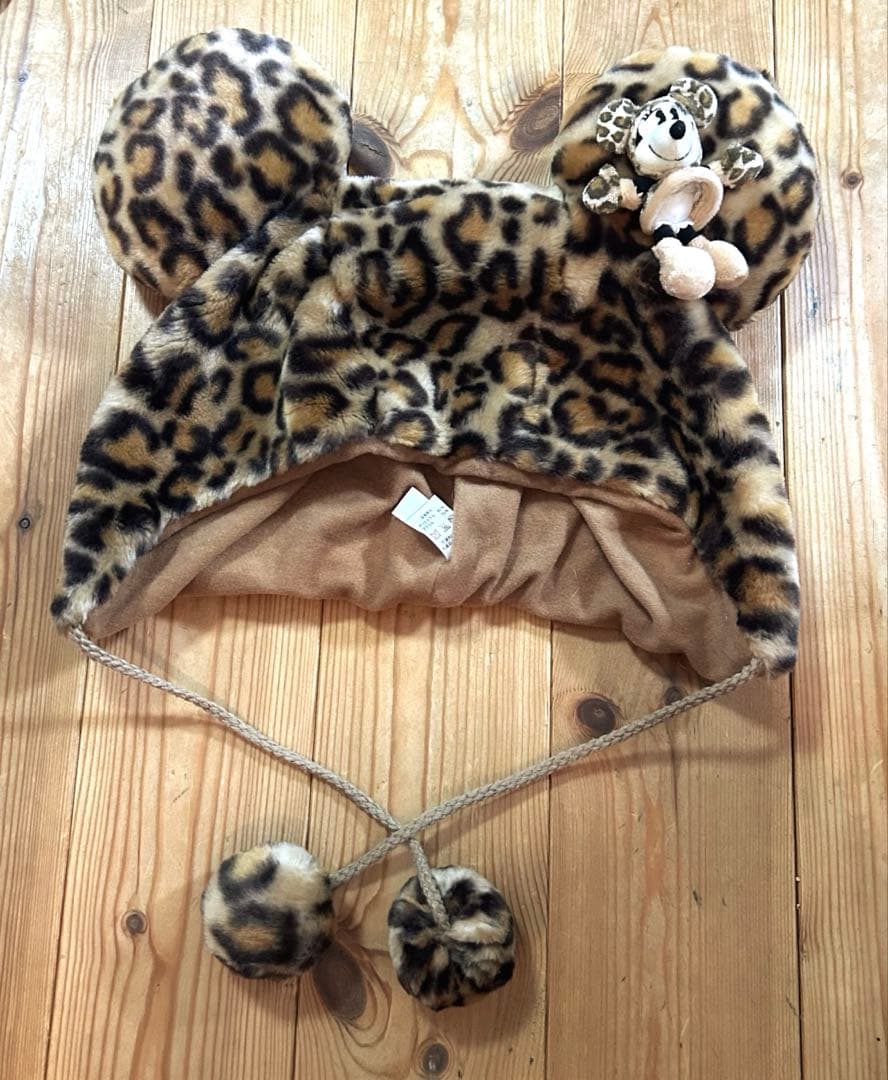 ディズニー 被り物 ファンキャップ 平成 ギャル ヒョウ柄 ミニー