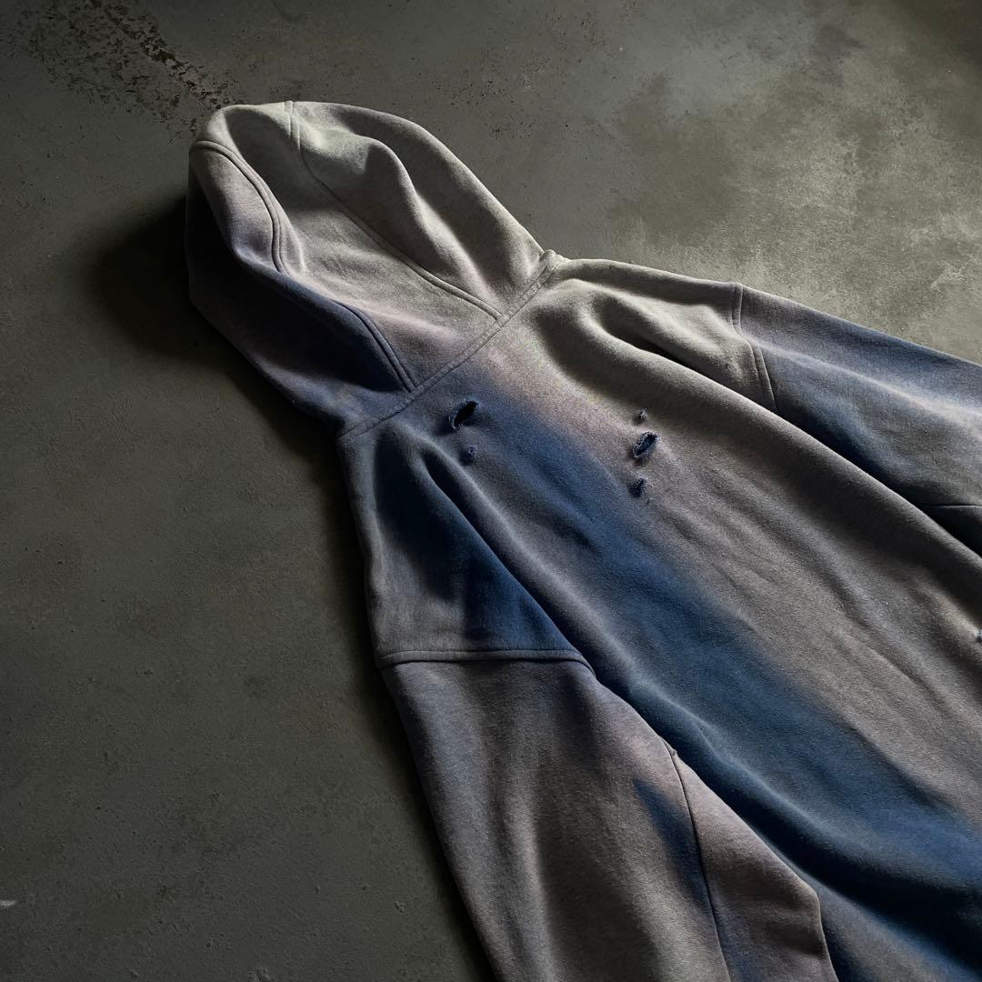 00's “broken”2XO”フェード“ターコイズブルー“襤褸 hoodie