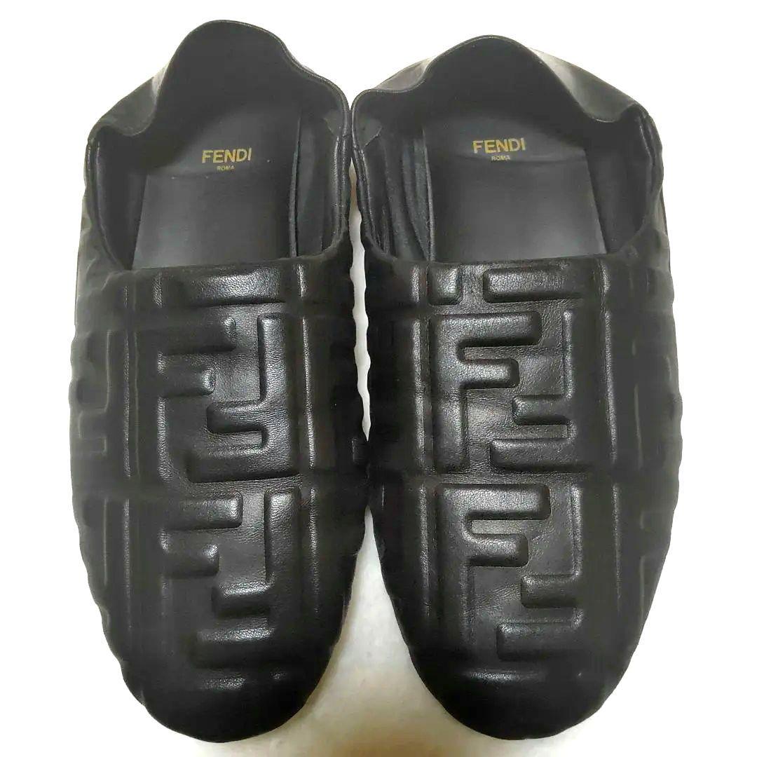 中古美品FENDI FFナッパシューズ ラムレザー 26cmスリッポンサイズ7