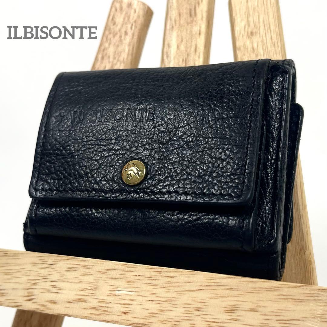 イルビゾンテ 三つ折り財布 トリフォルド ロゴ型押し オールレザー
