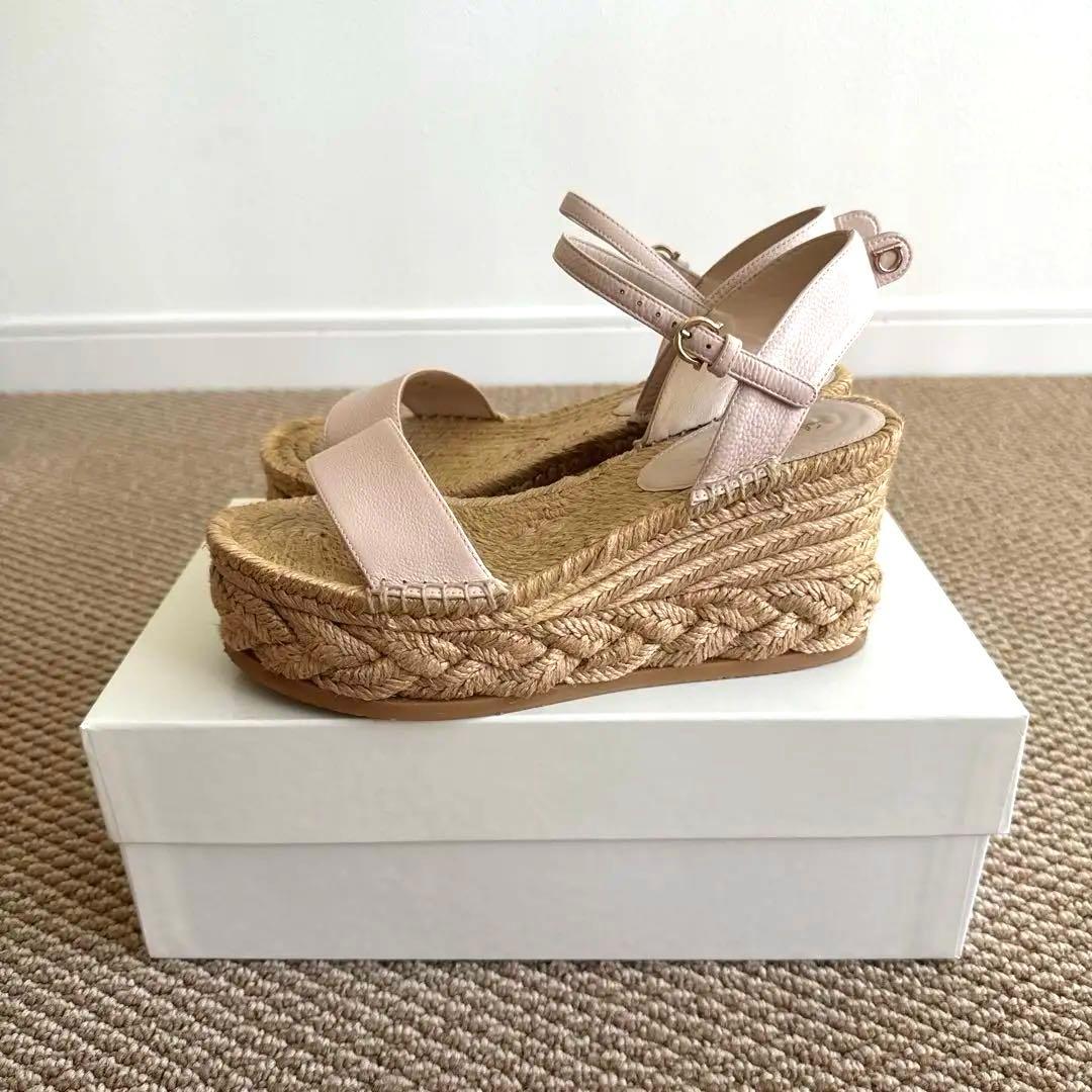 最終値下げ❣️】フェラガモ ウェッジソールサンダル ピンク レザー 24