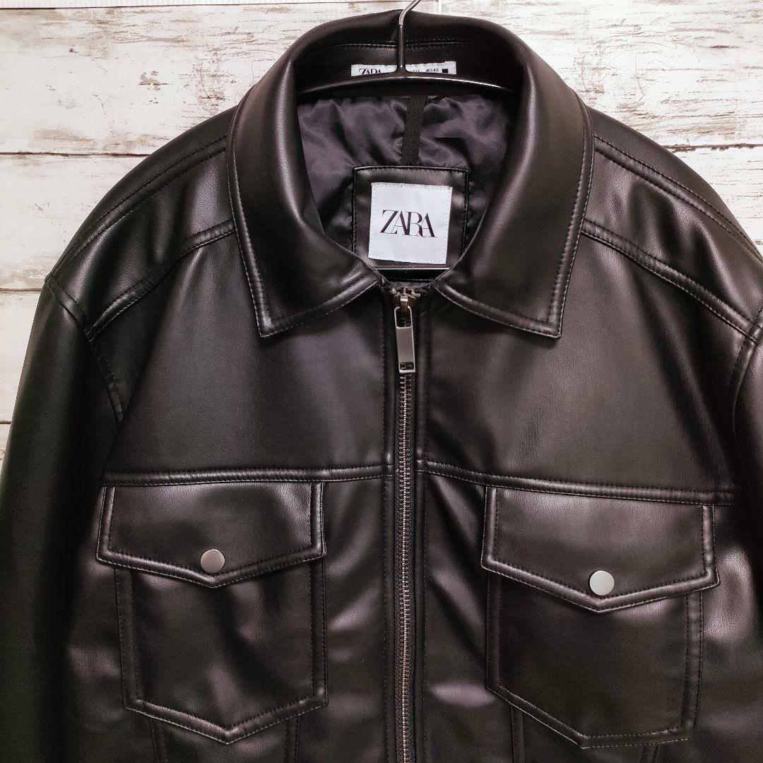 美品】ZARA ザラ フェイクレザージャケット メンズ Lサイズ - メルカリ