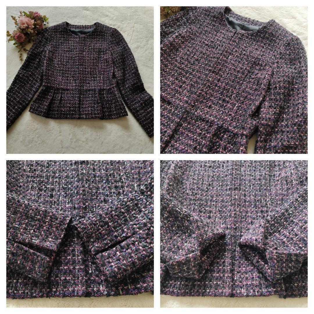 ANAYI】華やかセットアップ ノーカラージャケット36＆フレアスカート