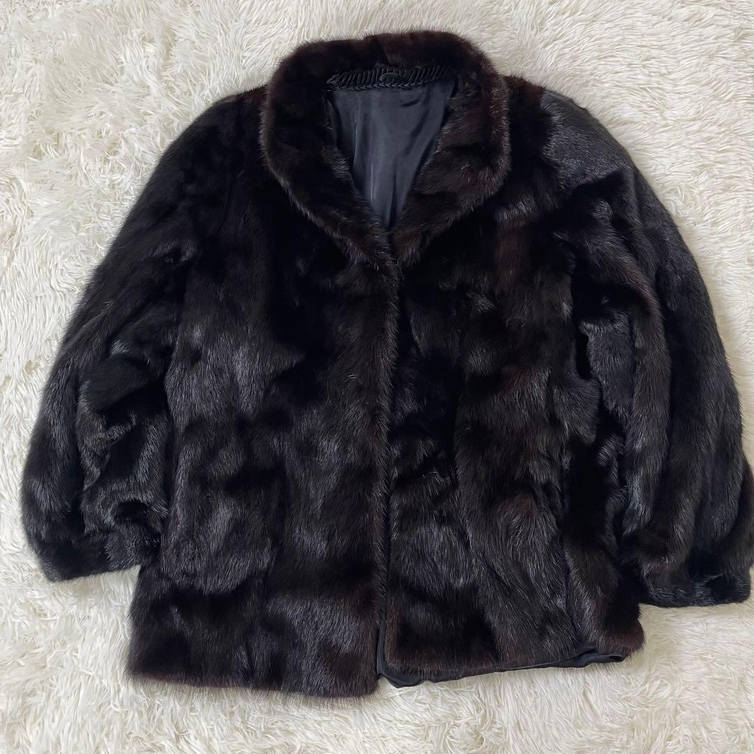 サガミンク 13 XL サイズ 毛皮 コート 銀タグ ブラック リアル ファー