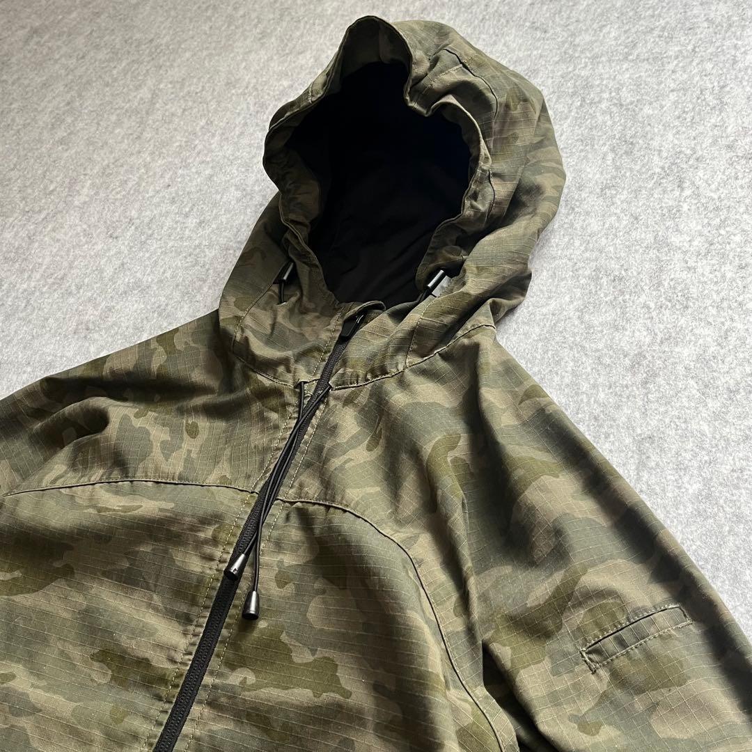 迷彩柄 リップストップ ドローコード フーディー ジャケット テック系