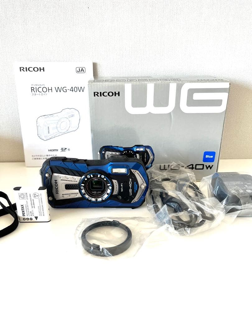 RICOH WG-40w コンパクトデジタルカメラ　青　ブルー Amazon | RICOH 防水デジタルカメラ RICOH WG-40W ブルー 防水14m耐