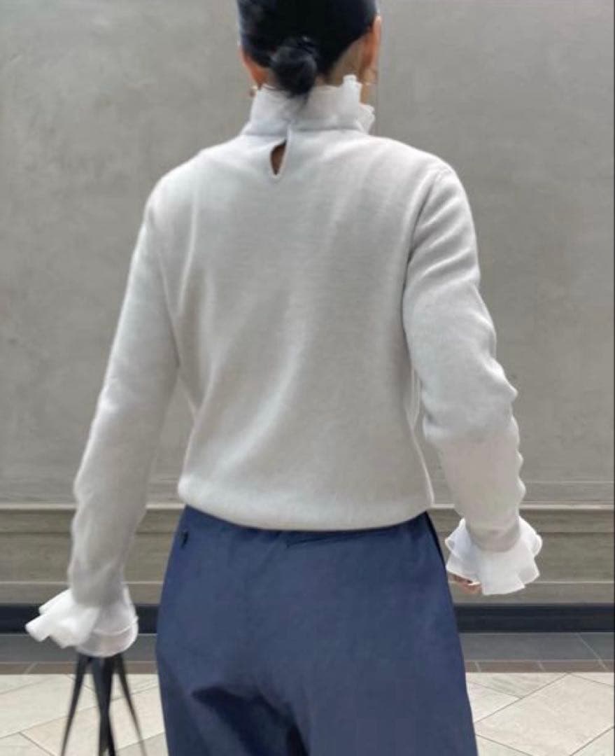 美品【UNITED ARROWS】 オーガンジーラッフルフリル 4WAY ニット