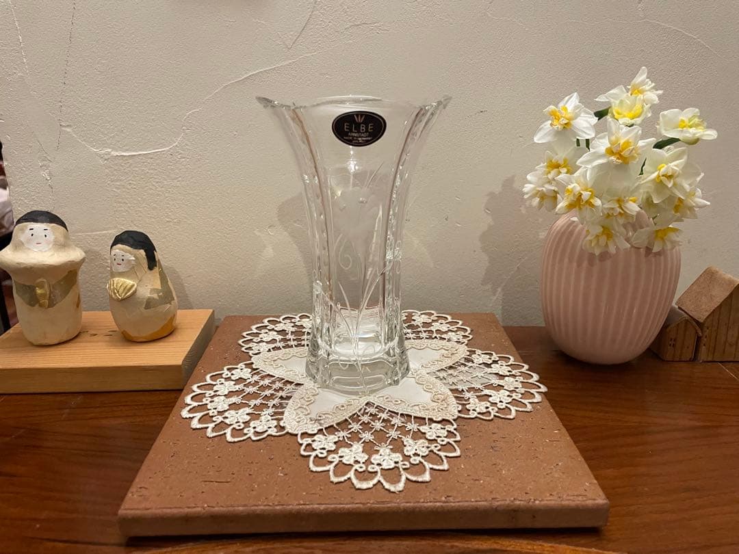 elbe クリスタル 花瓶 未使用 - メルカリ