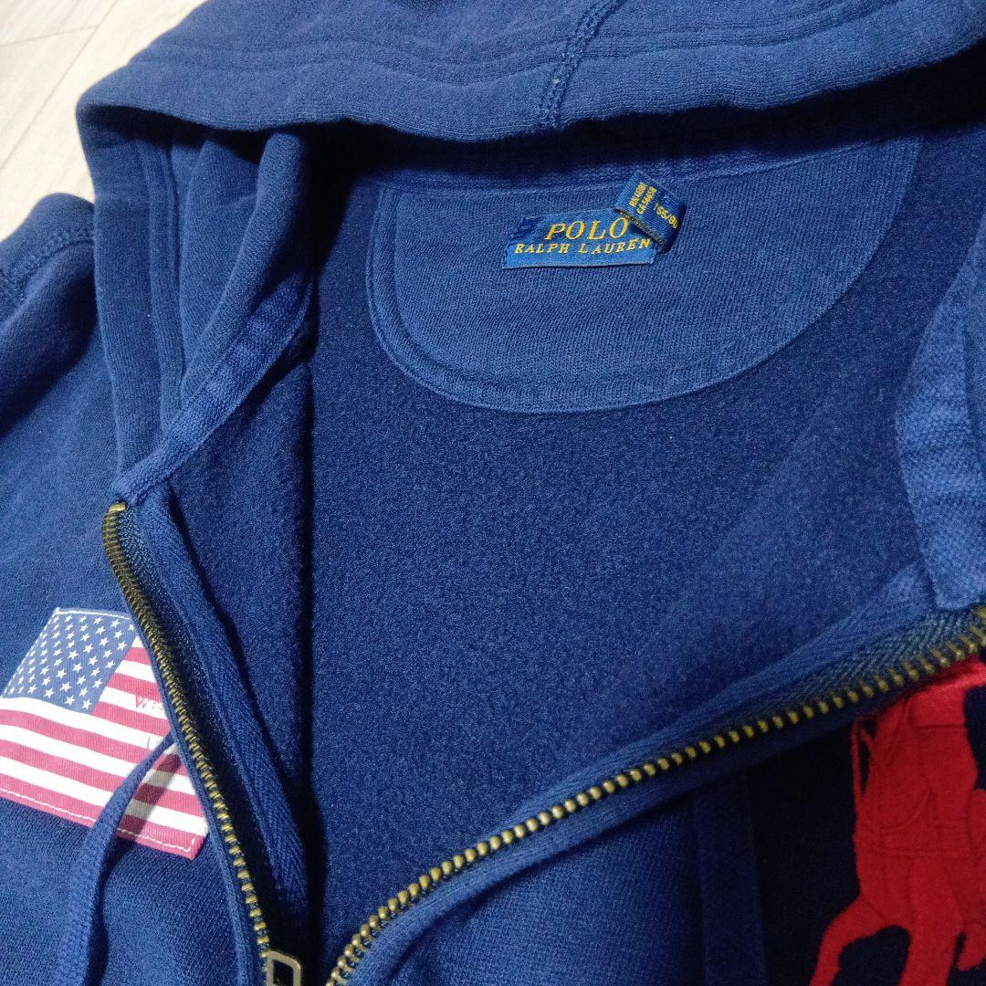 ポロ ラルフローレン ビッグポニー刺繍 ネイビー パーカー USA国旗