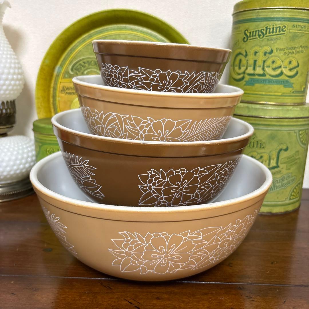 【4点セット】パイレックス ウッドランド ミキシングボウル オールドパイレックス ウッドランド ミキシングボウル Sサイズ OLD