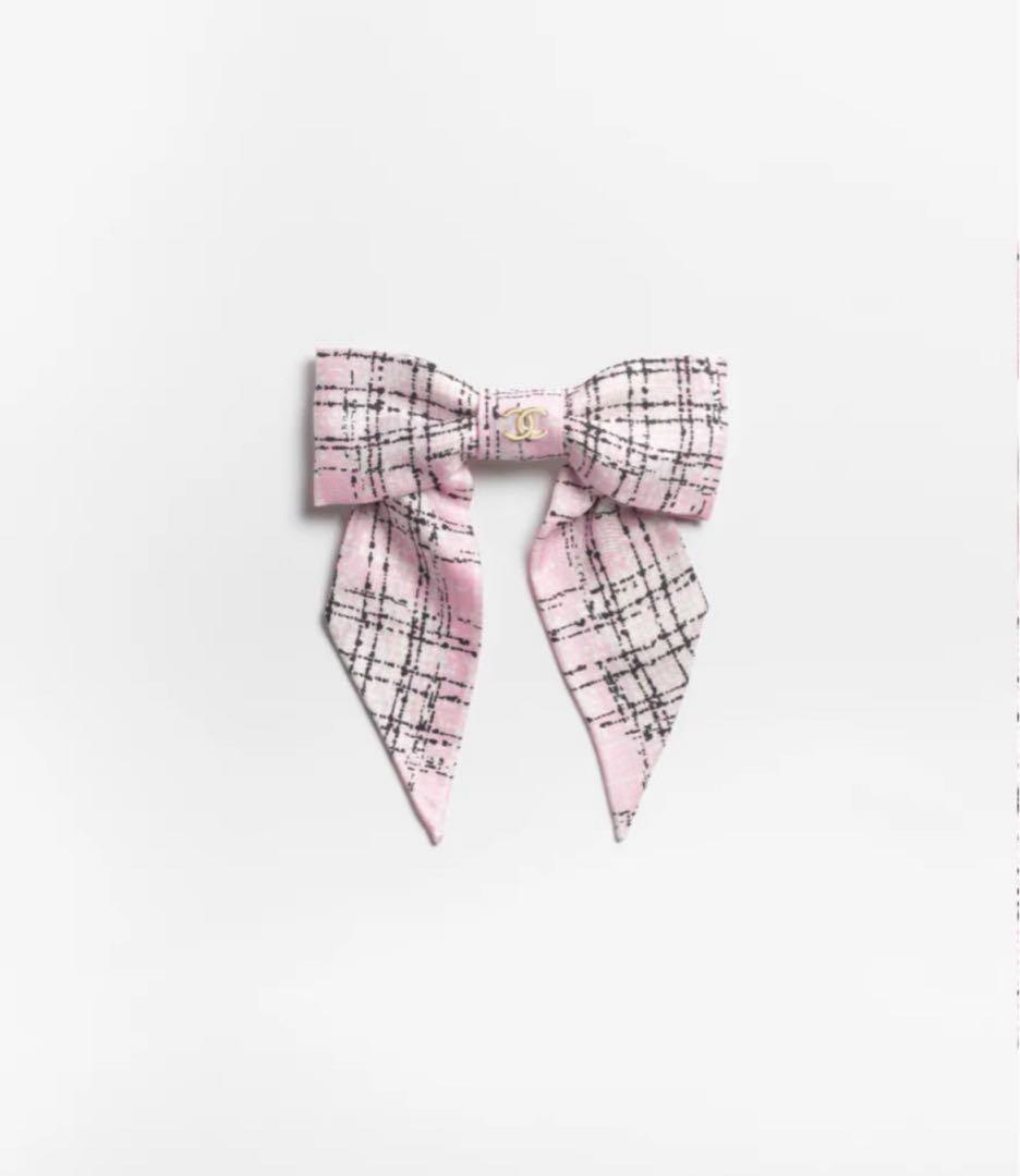 CHANEL ボウ バレッタ ツイード柄 25B ピンク - メルカリ