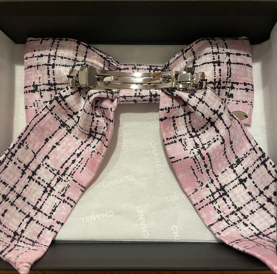 CHANEL ボウ バレッタ ツイード柄 25B ピンク - メルカリ