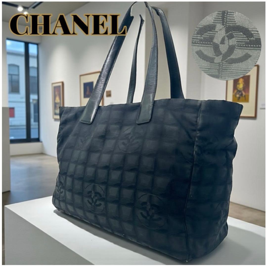 シャネル ニュートラベルライン ココマーク トートバッグ 肩掛け A4 黒