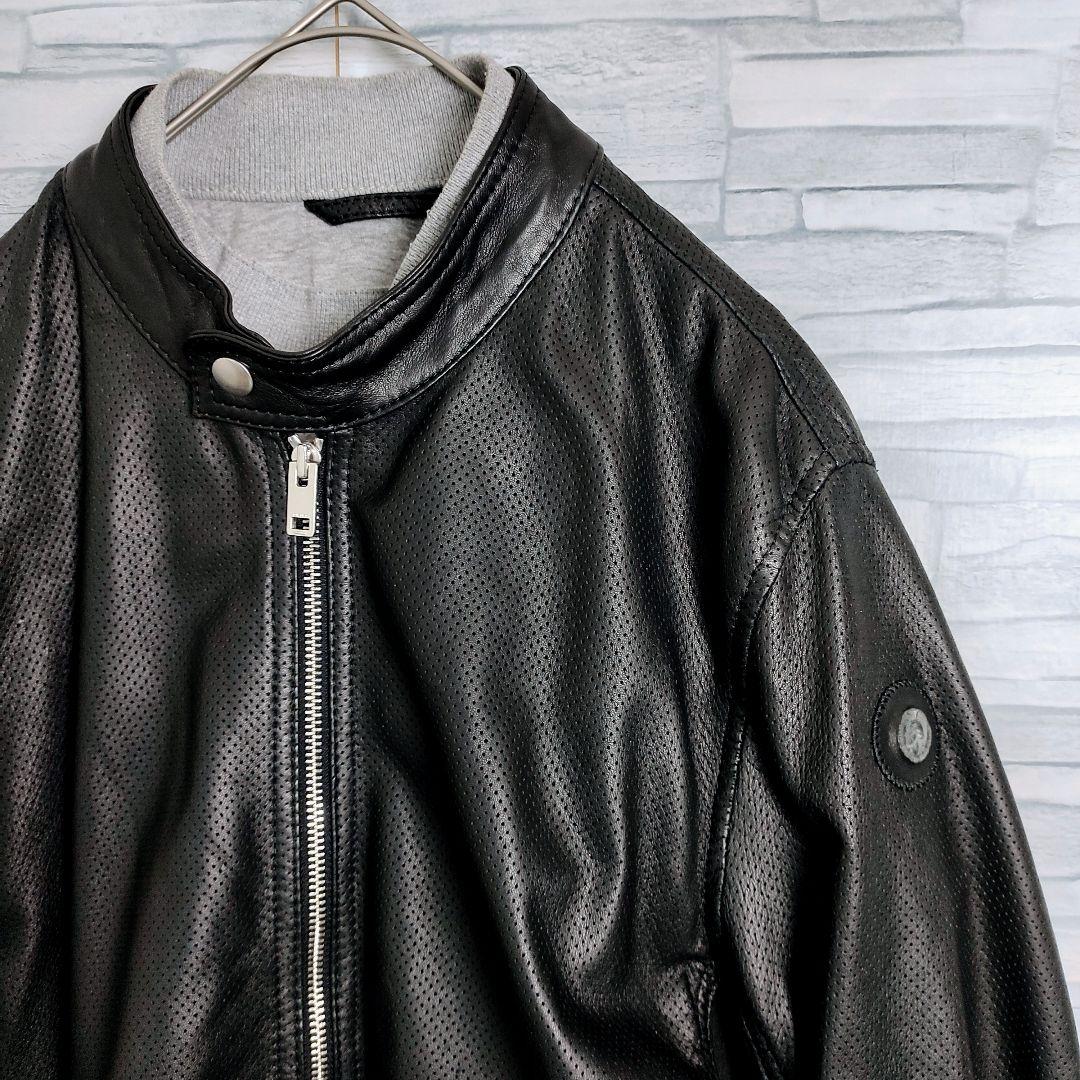 超希少】DIESEL☆シープスキン パンチングレザージャケット M 黒 虎