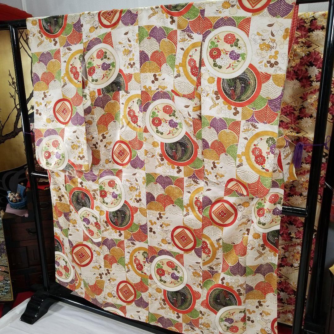 fs136 訳有特価 小～中振袖 縁起柄 豪華 金糸 多色 正絹 - メルカリ