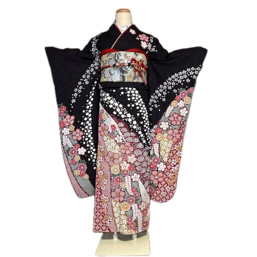 京都キモノ友禅】金駒刺繍×部分絞り銀通し煌めく王道古典振袖フル