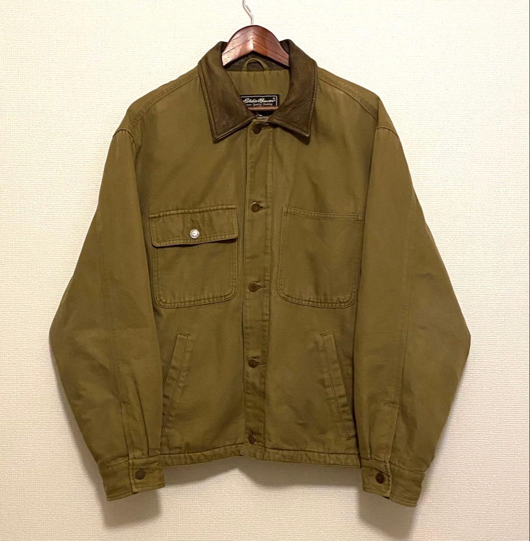 90s Eddie Bauer ワーク カバーオール レザー ジャケット - メルカリ