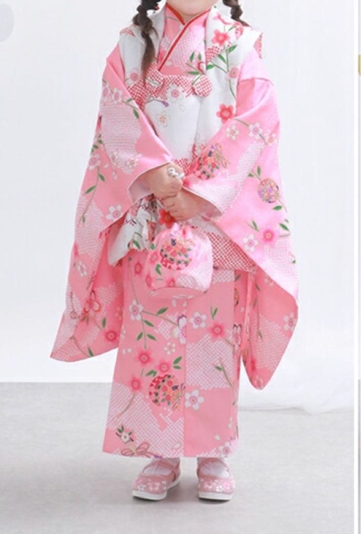 七五三 3歳 女の子 着物 セパレート 4点セット　◎着物用シューズおまけ付き◎ KYOETSU（京越） ( セパレート 二部式被布セット ) 簡単着付け 4点