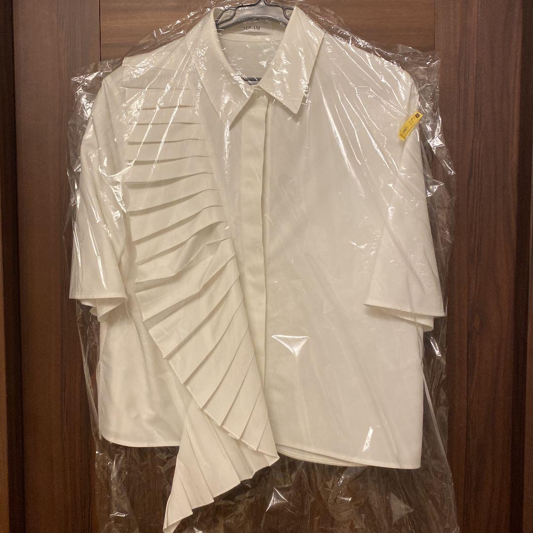 ADEAM フリル半袖ブラウス　☆美品☆ moment+ ブラウス シャツ ビッグカラーカスケードフリルレースアップ