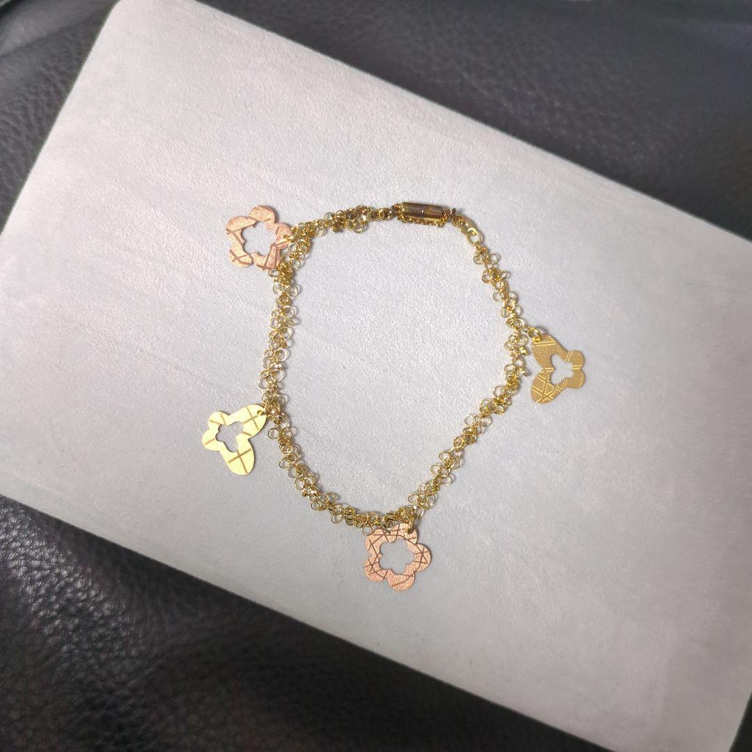 K18 Au750 ゴールド 金 花 蝶々 ブレスレット アクセサリー - メルカリ