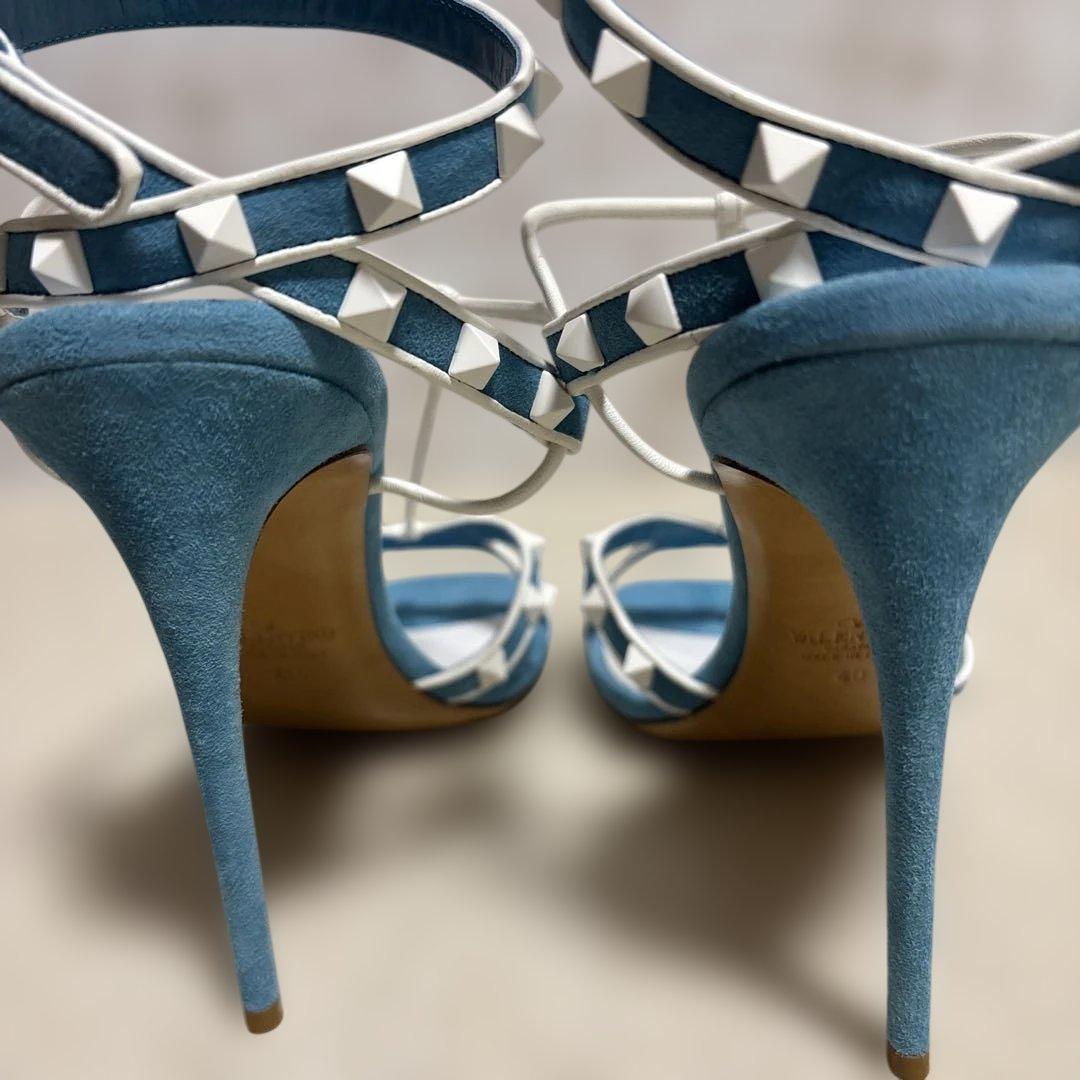 Valentino 青白 スタッズ ハイヒール25㎝〜25.5㎝ Valentino 青白