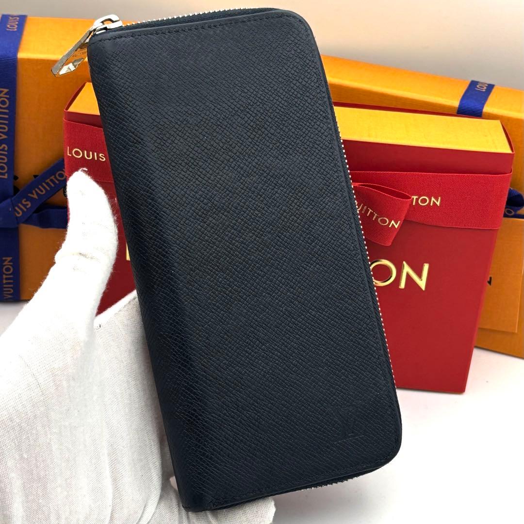 ☆美品☆ルイヴィトン 長財布 タイガ ジッピーウォレット ヴェルティカル ブルー LOUIS VUITTON（ルイ・ヴィトン） タイガ ジッピーウォレット ヴェル