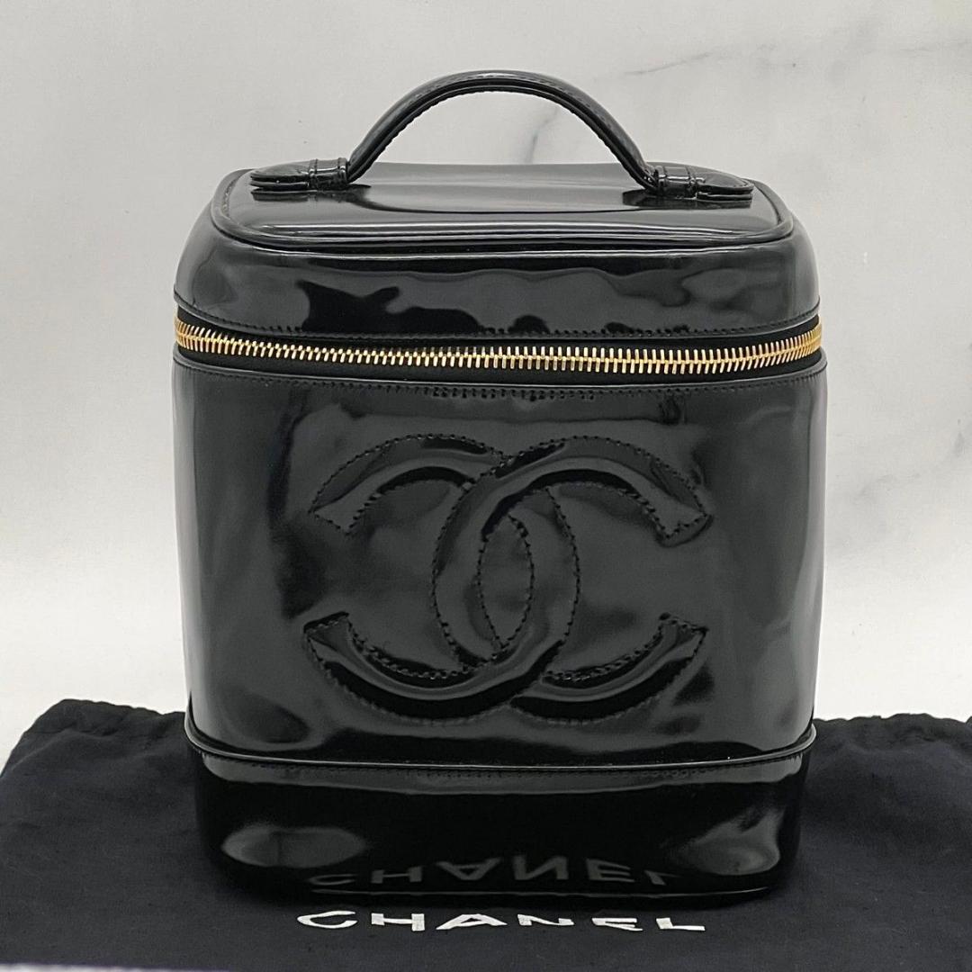 カード袋付】 シャネル バニティ デカココ ココチャーム ブラック パテント