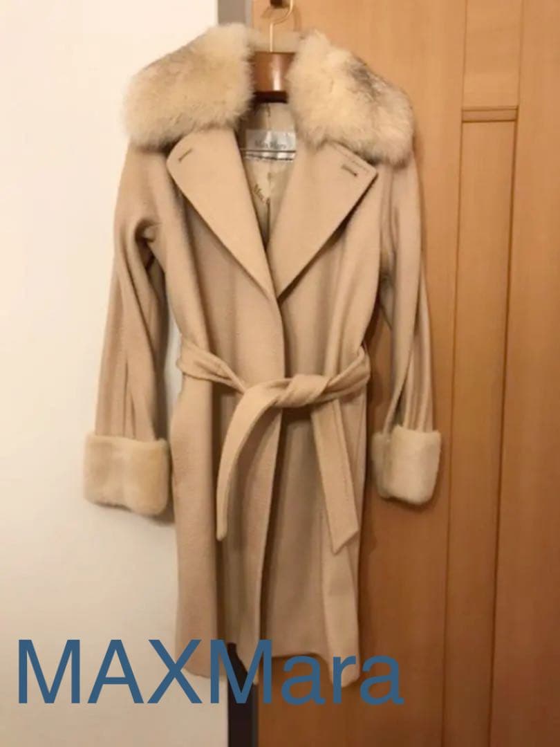 ！本日限定お値下げ！【美品】クリーニング済　マックスマーラ　ファー付ロングコート Max Mara（マックスマーラ） ファーコート TEDDY テディ レディース