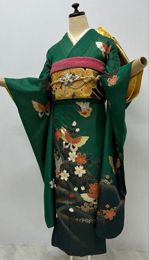 振り袖 フルセット 別誂長襦袢 金彩加工 ラメ入り 成人式 蝶々 797