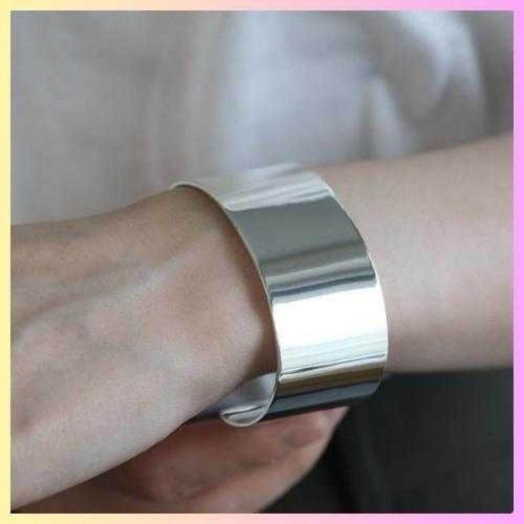 プレーンバングル ワイドバングル シルバー 925 鏡面 シンプル 腕輪