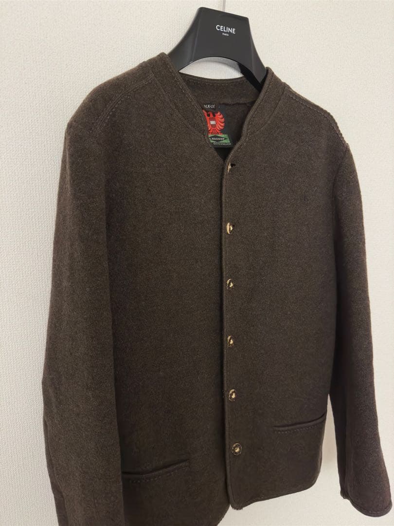 h.moser 鹿角ボタン ノーカラー チロリアン ボイルドウール ジャケット