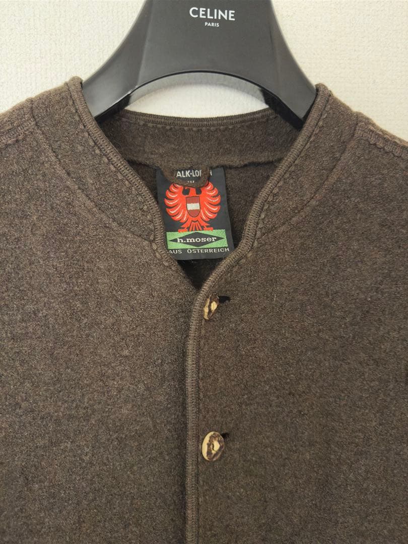 h.moser 鹿角ボタン ノーカラー チロリアン ボイルドウール ジャケット