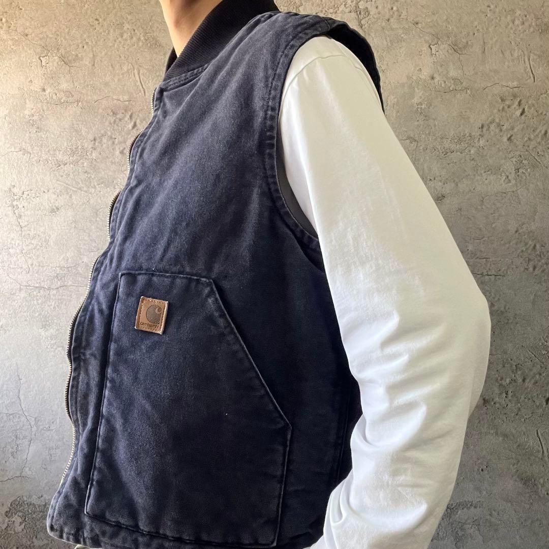 90s古着 Carhartt カーハート ダックベスト メキシコ製 革パッチ