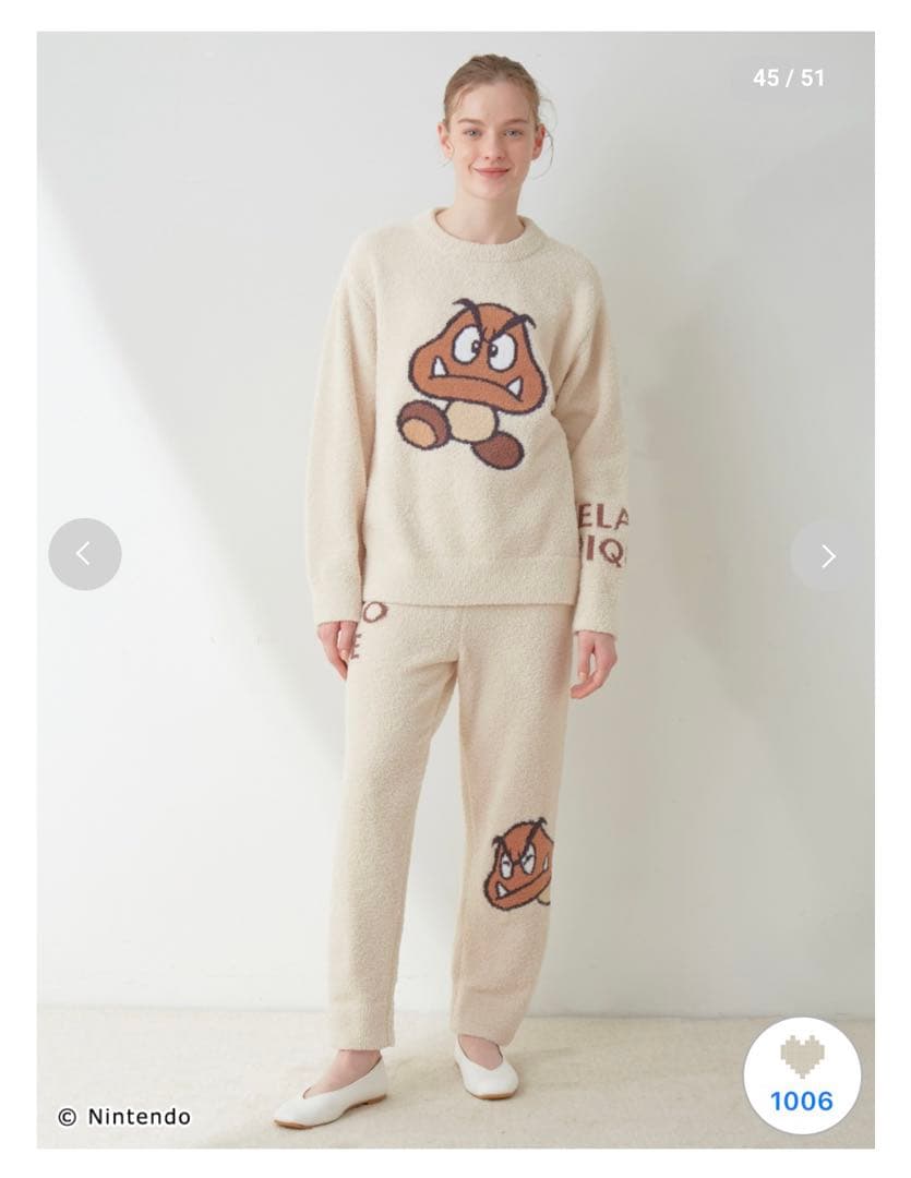 ジェラートピケ スーパーマリオ クリボー セットアップ ルームウェア