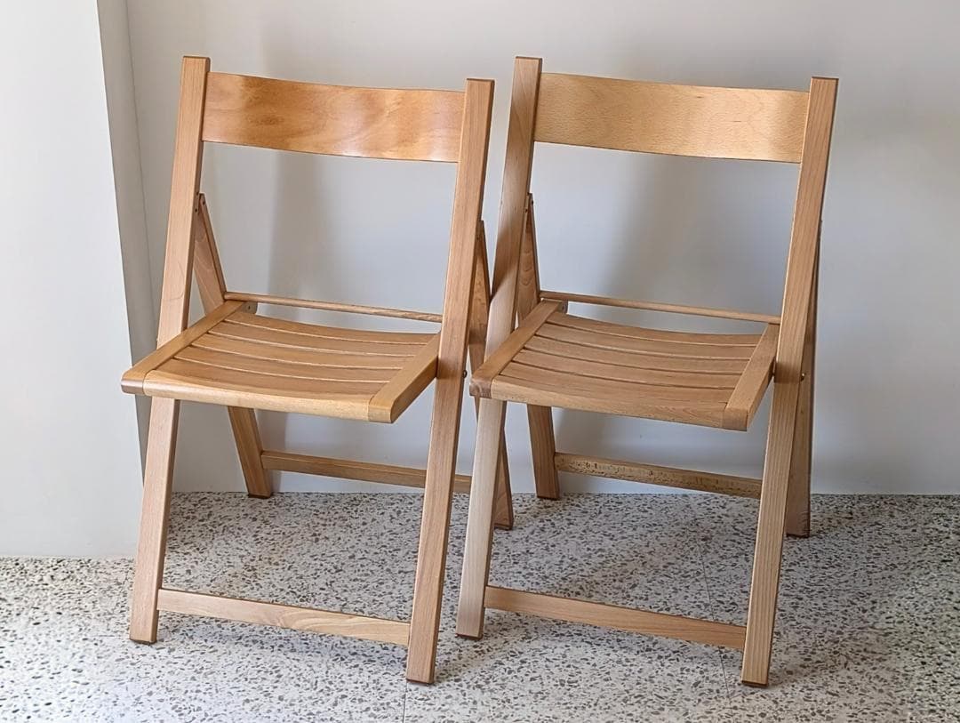 90s ビンテージ 無印 イタリア製 ブナ材 折りたたみチェア 2脚セット