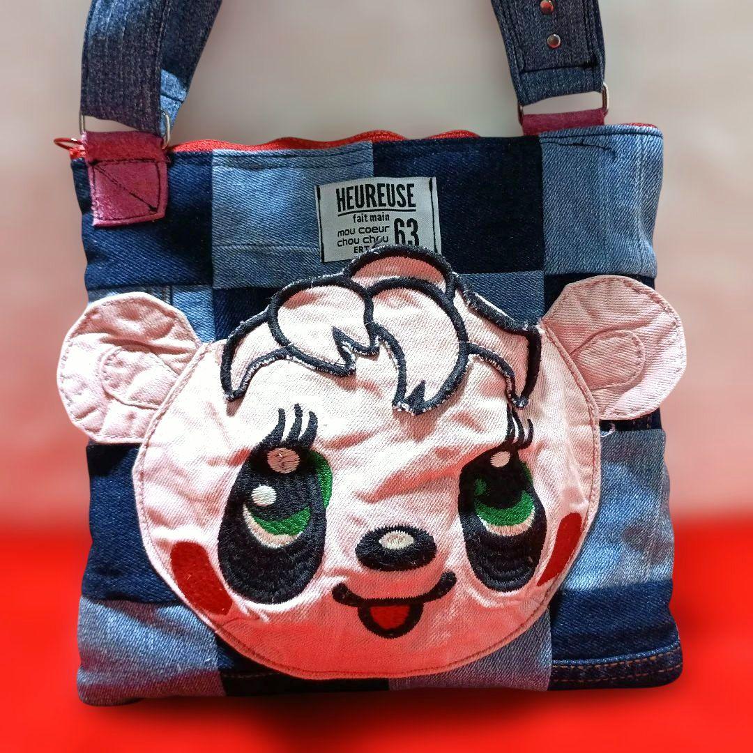 デニムリメイクミニショルダーバッグ ボディバッグ サコッシュ ピンク